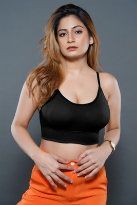 SANGANIENTERPRICE Pack of 1 Women Bralette Lightly Padded Bra. Women Bralette Heavily Padded Bra(Black)