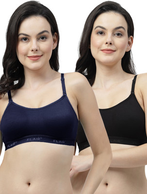 Shyam Sons FLAIR Soniya Single Layered Women Sports Non Padded Bra(Dark Blue, Black)