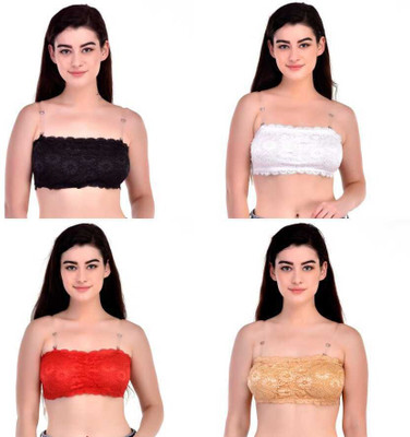 BRATON Women Bandeau/Tube Lightly Padded Bra(Beige, Black, White, Red)