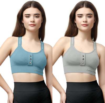 KALPATRU ENTERPRISE cross-blue-grey-02-30 Women Everyday Lightly Padded Bra(Blue)