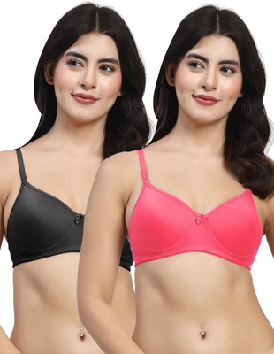 LILY maofcigamMino Women T-Shirt Heavily Padded Bra(Red, Black)