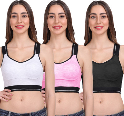 LILY stropsallets Moulded Double Layered Women Sports Non Padded Bra(Grey, Pink, Black)