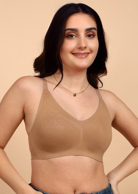 Dressberry Dressberry Cotton Spandex Non-Padded Bonded Seamless Bra Women Everyday Non Padded Bra(Beige)