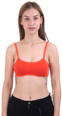 Xyra Flexi Fit Women's Lightly Padded Pure Cotton 6 Strap Sports Short Bralette Bra Women Sports Lightly Padded Bra(Orange)