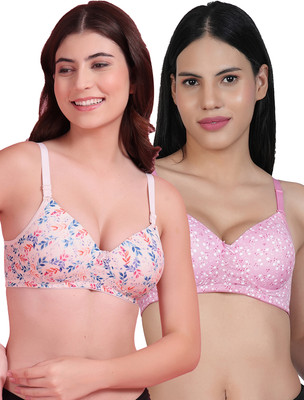 Shyam Sons FLAIR Polypad Women T-Shirt Lightly Padded Bra(Pink, Pink)