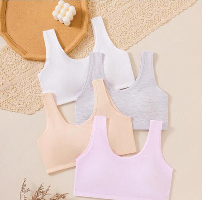 ZEEMBOOLI NWQAIR402 Girls Sports Non Padded Bra(Pink, White, Beige, Grey)