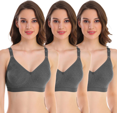 POOJA RAGENEE Double Layer Cotton Blend Women Full Coverage Non Padded Bra(Grey)