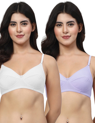 LILY Enimsaj Women Everyday Non Padded Bra(White, Purple)