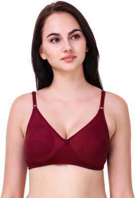 GEONIX Cotton Bra Non-Padded | Non-Wired | Full-Coverage Bra For Women Women Full Coverage Non Padded Bra(Maroon)