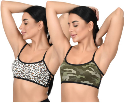 SILVER GLORY SILVERGLORYSPORTSBRA Women Sports Lightly Padded Bra(Multicolor)