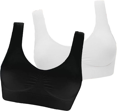JENIENTERPRISE Women Sports Non Padded Bra(Black, White)