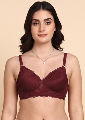 Dressberry Dressberry Lightly Padded Lace Bra Women T-Shirt Lightly Padded Bra(Maroon)