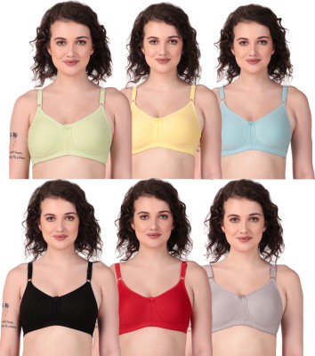 Hothy Full Coverage Seamed-Cup T-Shirt Bras Women T-Shirt Non Padded Bra(Multicolor)