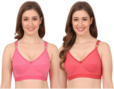Wonkey Double Layer Cotton Blend Women Full Coverage Non Padded Bra(Multicolor)