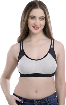 KIRROX Women Sports Non Padded Bra(Black, Grey)