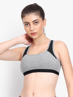 PARKHA Women Sports Heavily Padded Bra(Grey, Black)