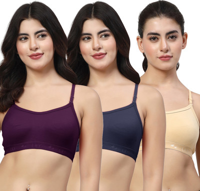LILY 3321Mino Women Sports Non Padded Bra(Purple, Dark Blue, Beige)