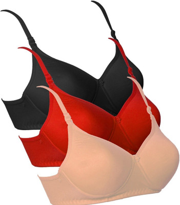 Xyra Padded Bra Women Everyday Lightly Padded Bra(Beige, Black, Red)
