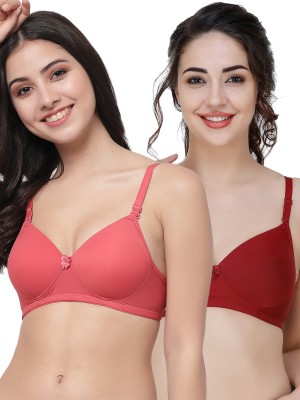 COLLEGE GIRL Hellopad ComboPO2 Women T-Shirt Lightly Padded Bra(Red, Maroon)