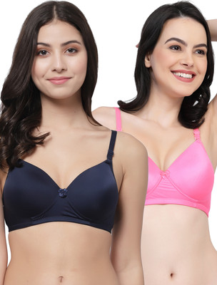 COLLEGE GIRL Hellopad ComboPO2 Women Everyday Lightly Padded Bra(Dark Blue, Pink)