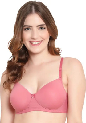 ANenterprieses Women’s Everyday Comfort Lycra Seamless Soft Cup T-Shirt Bra Women Full Coverage Lightly Padded Bra(Pink)