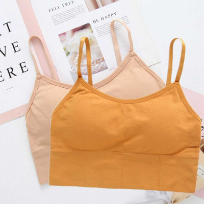 Crusila Women Sports Lightly Padded Bra(Yellow, Beige)