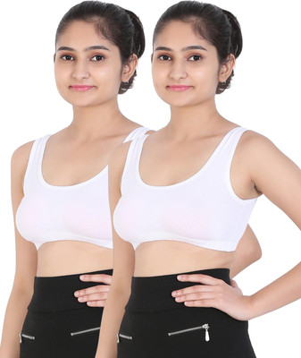 Mysha Girls Sports Non Padded Bra(White, White)