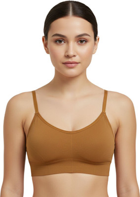 Roy Creation Women's Cotton Lightly Padded Sports T-shirt Bra Women Sports Lightly Padded Bra(Gold)