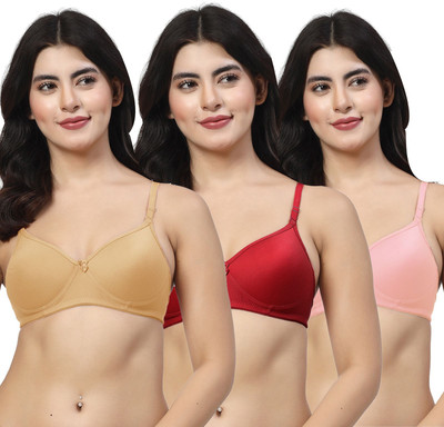 LILY maofcigam Women Full Coverage Heavily Padded Bra(Gold, Maroon, Pink)