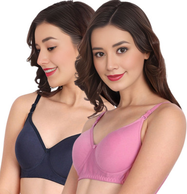 Liigne Women Everyday Padded Bra (Pack Of 2) for T-Shirt Saree Dress Sports Garment Women Full Coverage Lightly Padded Bra(Dark Blue, Pink)