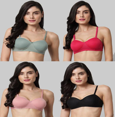 You Forever Women T-Shirt Lightly Padded Bra(Red, Pink, Green, Black)