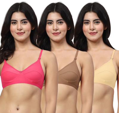 LILY anpas Women Everyday Non Padded Bra(Pink, Brown, Beige)