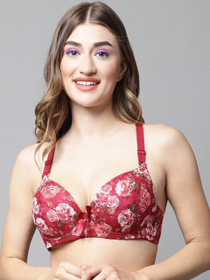 PrettyCat bras for women Women T-Shirt Lightly Padded Bra(Red)
