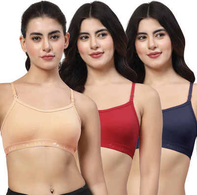 LILY 3321 Women Sports Non Padded Bra(Orange, Maroon, Blue)