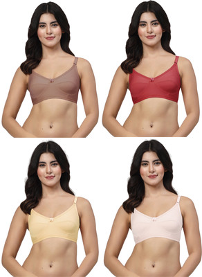 LILY akihdar Women Minimizer Non Padded Bra(Maroon, Maroon, Beige, White)
