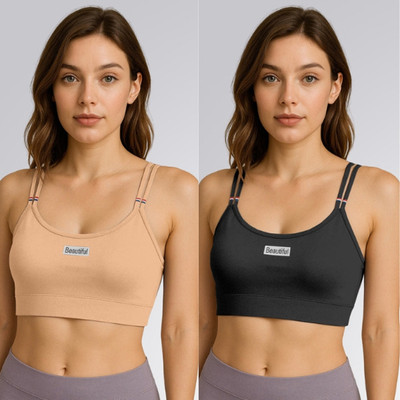 LADHAVA Elegant Essentials Women’s Bra – Soft Touch, Stylish Fit Women Full Coverage Lightly Padded Bra(Black, Beige)