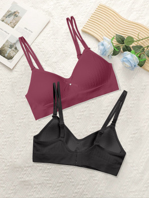 NAGARVEL CREATION 2/309-BLK/MRN-P02-36 Women Push-up Lightly Padded Bra(Multicolor)