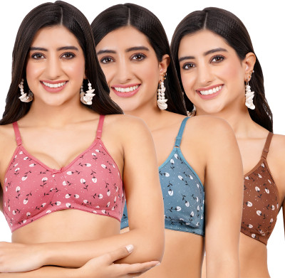 FigureFit RoseMould Women T-Shirt Non Padded Bra(Pink, Blue, Brown)