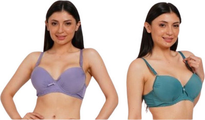 Ksvry Women Push-up Lightly Padded Bra(Purple, Blue)