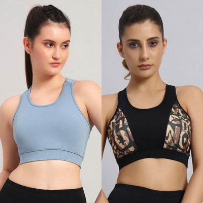 BEING RUNNER Women Sports Non Padded Bra(Multicolor, Light Blue)