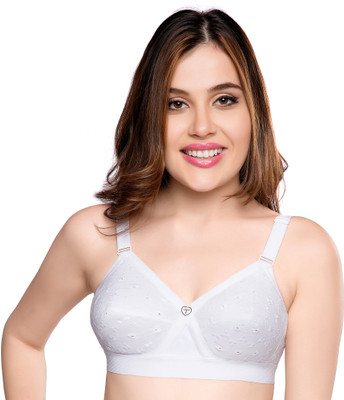 Trylo KCH CHIKAN BRA-34-WHITE-C-CUP Women Full Coverage Non Padded Bra(White)