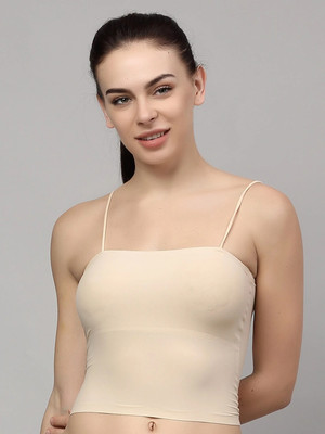 Quttos Quttos Basic Spegiti Bralette For Women Women Bralette Lightly Padded Bra(Beige)
