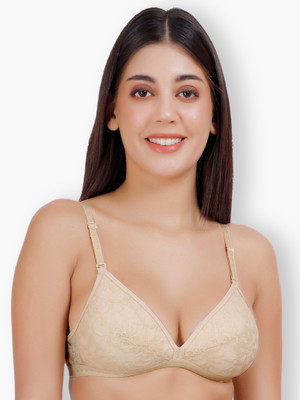 Selfcare Womens Net Half Coverage Plunge Bra Women Plunge Lightly Padded Bra(Beige)