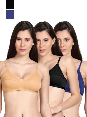 Shyle Women T-Shirt Non Padded Bra(Black, Beige, Blue)