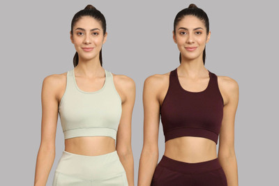 BEING RUNNER Women Sports Non Padded Bra(Light Green, Maroon)