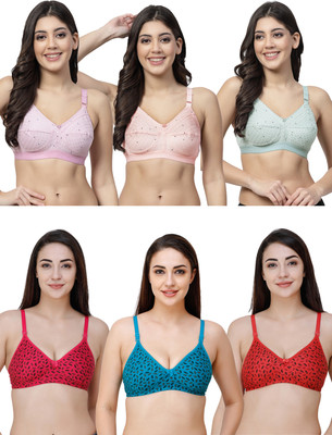 Docare MixPrint Women Everyday Non Padded Bra(Green, Pink, Orange, Red, Blue, Pink)