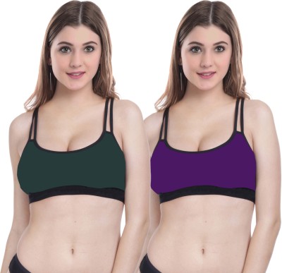 Beach Curve A-DD Bra Women Minimizer Non Padded Bra(Green, Purple)