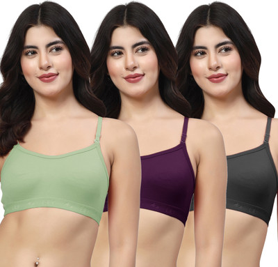 LILY 3321Mino Women Sports Non Padded Bra(Green, Purple, Black)