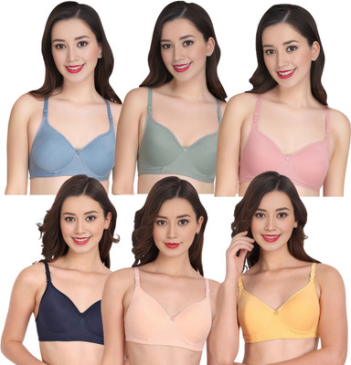 Liigne Women Everyday Padded Bra (Pack Of 6) for T-Shirt Saree Dress Sports Garment Women Full Coverage Lightly Padded Bra(Multicolor)