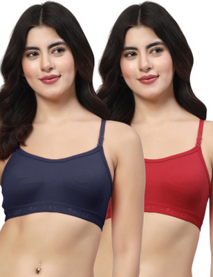 LILY 3321Mino Women Sports Non Padded Bra(Dark Blue, Maroon)